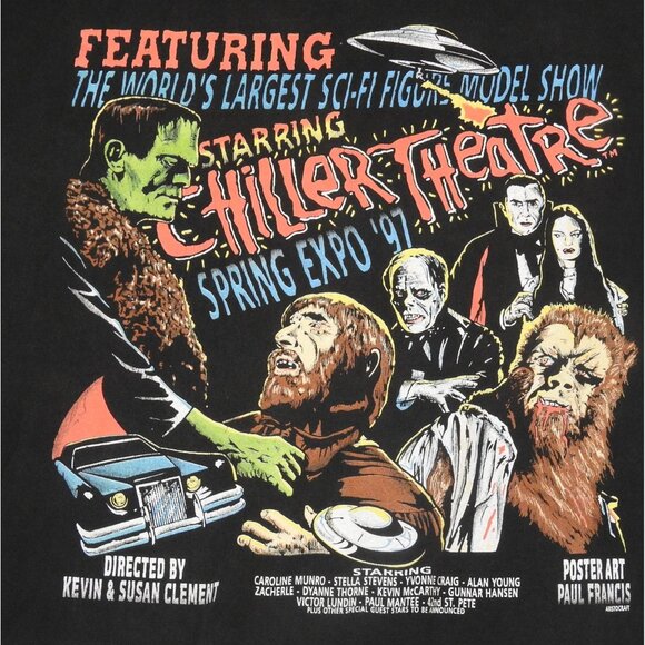 Vintage 1997 Chiller Theatre Spring Expo Horror Monster Montage XL T-shirt - Picture 2 of 6